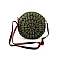 Crocheted crossbody handbag ø25 cm, raffia - Frosty green (1 Piece)