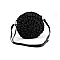 Crocheted crossbody handbag ø25 cm, raffia - Black (1 Piece)