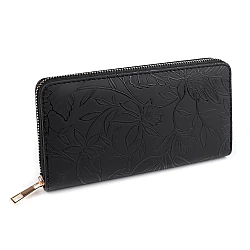 Ladies wallet 3d flowers 9.5x19 cm - Black (1 Piece)