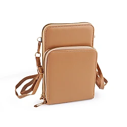Crossbody bag with mobile phone pocket  11.5x18 cm - Beige camel (1 Piece)