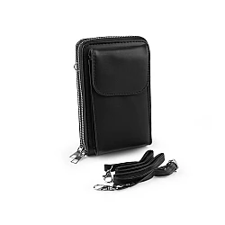 Crossbody bag with mobile phone pocket 11x18 cm - Black (1 Piece)