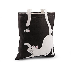 Cotton tote bag cat 34x39 cm - Black (1 Piece)