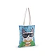 Cotton tote bag cat 34x40 cm - Azure blue (1 Piece)