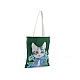 Cotton tote bag cat 34x40 cm - Azure blue (1 Piece)