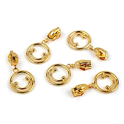 Slider for nylon / spiral zippers no 5, smiley face - Gold metal (5 Pieces)