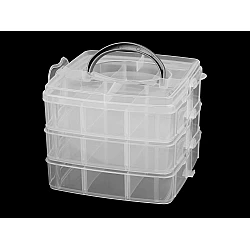 Plastic box / briefcase 3-story with handle - Transparent (1 Piece)