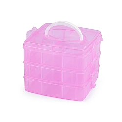 Plastic box / briefcase 3-story with handle - Light pink (1 Piece)