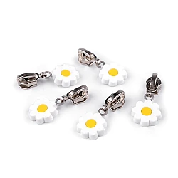 Slider for nylon / spiral zippers no 6, flower - White (5 Pieces)