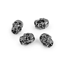 Cord end caps / metal decorative cord end tips, skull ø5 mm - Black nickel (20 Pieces)