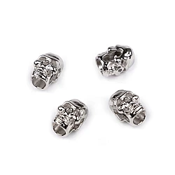 Cord end caps / metal decorative cord end tips, skull ø5 mm - Nickel (20 Pieces)