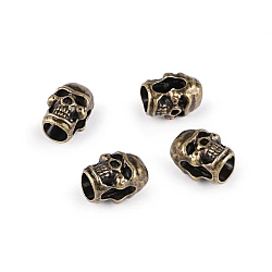 Cord end caps / metal decorative cord end tips, skull ø5 mm - Vintage brass (20 Pieces)