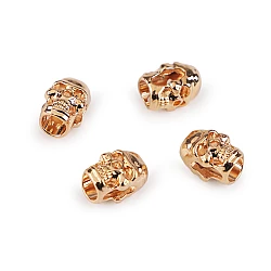 Cord end caps / metal decorative cord end tips, skull ø5 mm - Pink gold (20 Pieces)