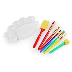 Art palette with paint brushes for painting - As pictured (1 Set)