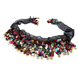 Belly-dance / shakira hip scarf 23x150 cm - Black (1 Piece)