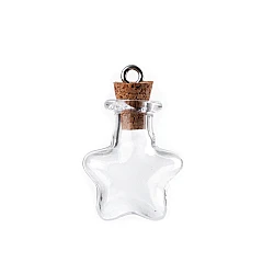 Glass vials / mini glass jars with cork, heart, star - Transparent (5 Vials)