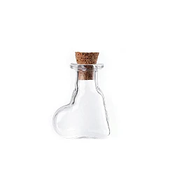 Glass vials / mini glass jars with cork, heart, star - Transparent (5 Vials)