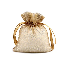 Gift bag 10x13 cm organza with glitter - Gold (10 Pieces)