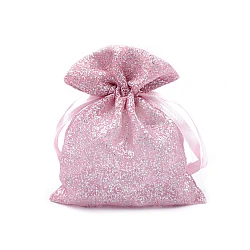 Gift bag 10x13 cm organza with glitter - Vintage pink (10 Pieces)