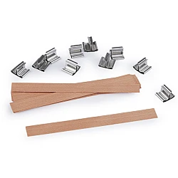Wooden candle wick with holder 1.3x13 cm - Natural brown (10 Pieces)