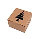 Christmas paper box  with see-through window, tree, snowflake, bell - Natural brown (10 Pieces)