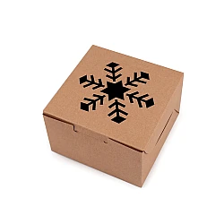 Christmas paper box  with see-through window, tree, snowflake, bell - Natural brown (10 Pieces)