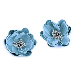Fabric flower to glue-on ø5 cm - Light blue (10 Pieces)