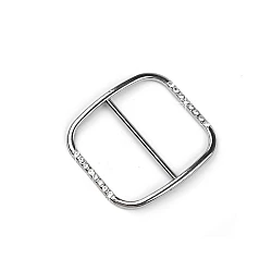 Buckle slider with rhinestones, pulling hole 40 mm - Nickel (2 Pieces)