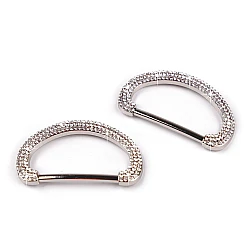 Design buckle with rhinestones, pulling hole 30 mm - Crystal (2 Pieces)