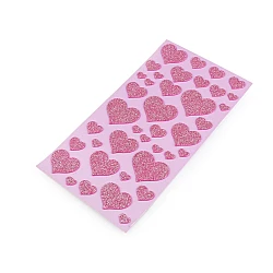 Self-adhesive foam rubber moosgummi hearts with glitter - mix of sizes - Light pink (1 Card)