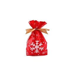 Candy bags / goodie bags with christmas ribbon 12x17.5 cm - Red (5 Pieces)