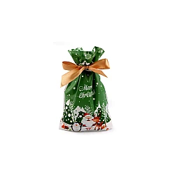 Candy bags / goodie bags with christmas ribbon 12x17.5 cm - Green (5 Pieces)