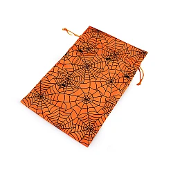 Satin gift bag cobweb / halloween 20x31 cm - Orange (1 Piece)