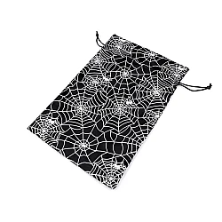 Satin gift bag cobweb / halloween 20x31 cm - Black (1 Piece)