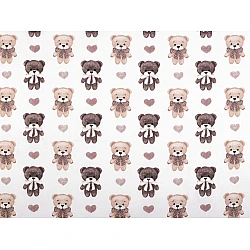 Cotton fabric / canvas, teddy bear - White (1 Meter)