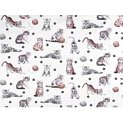 Cotton fabric / canvas, cats - White (1 Meter)