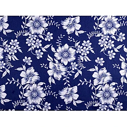 Cotton fabric / canvas blue print flowers - Blue dark (1 Meter)