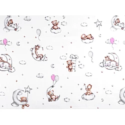Cotton fabric / canvas, teddy bears - White (1 Meter)