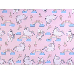 Cotton fabric / canvas, unicorn - Light pink (1 Meter)