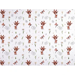 Cotton fabric / canvas, deer - White (1 Meter)