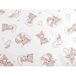 Cotton fabric / canvas, teddy bear - White (1 Meter)