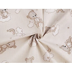 Cotton fabric / canvas, teddy bear - Lightbeige (1 Meter)
