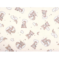 Cotton flannel fabric, teddy bear - Lightbeige (1 Meter)