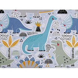 Cotton fabric / canvas, dinosaur - Blue light (1 Meter)