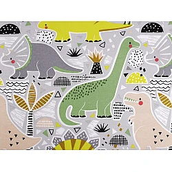 Cotton fabric / canvas, dinosaur - Lightgrey (1 Meter)