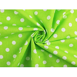 Cotton fabric / canvas, polka dots - Grass green (1 Meter)