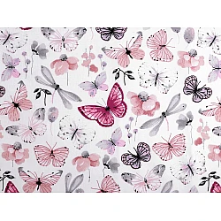 Cotton fabric / canvas, butterflies - Powder (1 Meter)