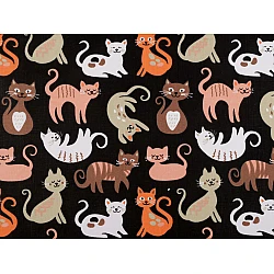 Cotton fabric / canvas, cat - Black (1 Meter)
