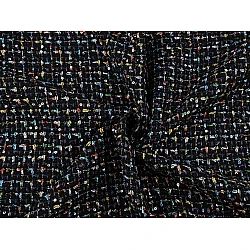 Dress / suit fabric with small sequins, tweed - Black (1 Meter)