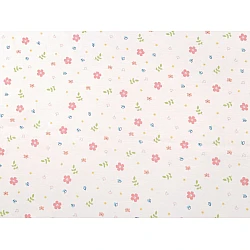 Cotton knit fabric, flowers, width 200 cm - Off white (1 Meter)