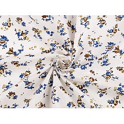 Cotton fabric / canvas, small flowers - Blue (1 Meter)